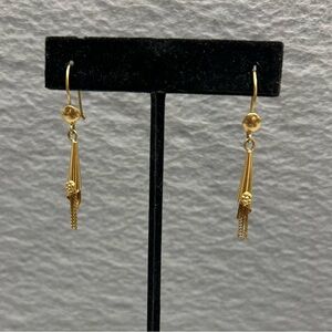 Vintage 18k Yellow Gold Victorian Revival Tassel Earrings Cornucopia 2.8 Grams
